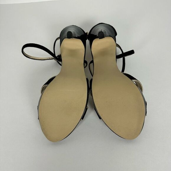 Lilly Pulitzer Bella Black Gold Strappy Heel size 7.5M - Picture 12 of 14